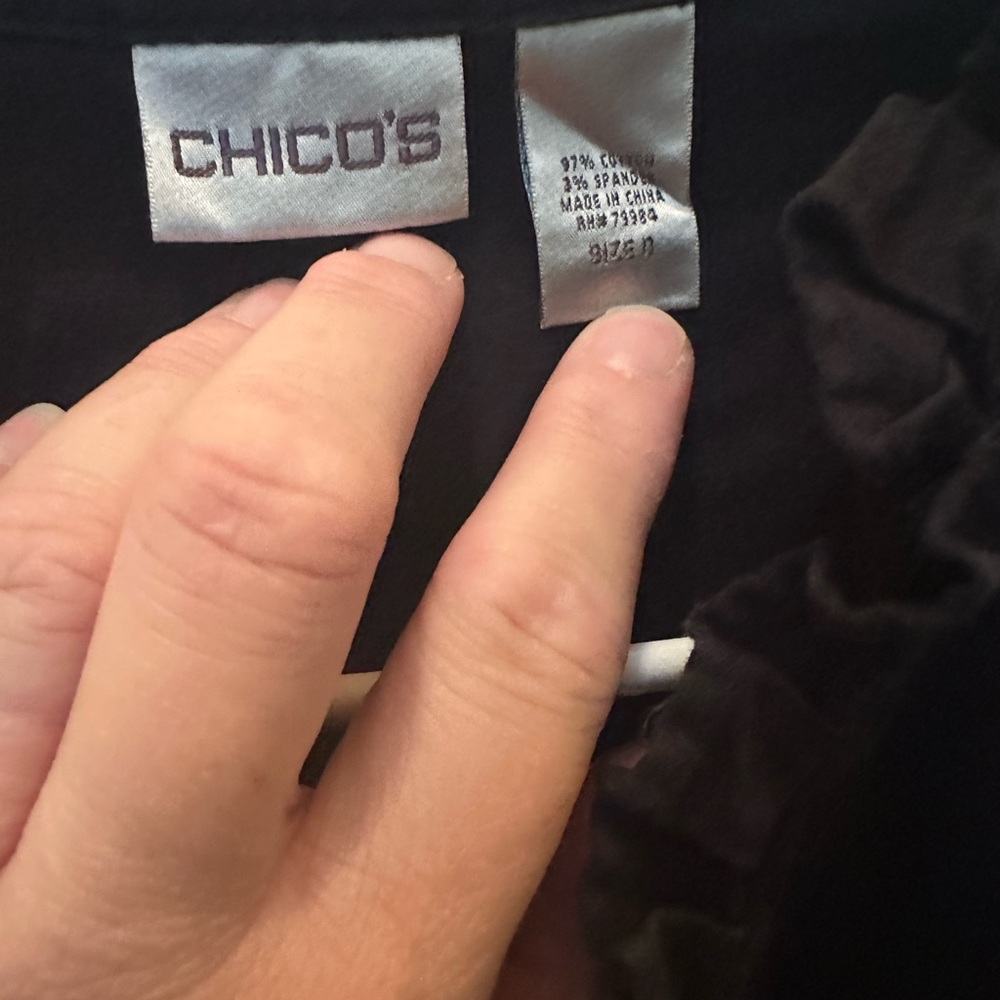 Chico's Black Ruffled Blouse - Picture 4 of 9